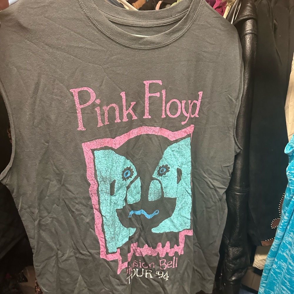 Pink Floyd Dark Gray Tank Top with Pink and‎ Blue Graphic